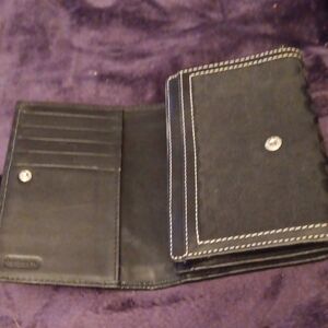 Vintage Coach Black Wallet with White Stitching